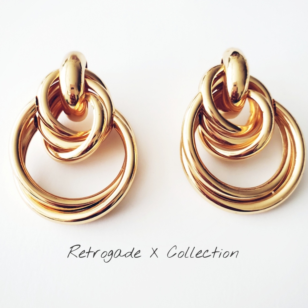 Retro Gold Statement Earrings